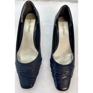 EASY STREET NAVY BLUE PUMPS Heels Shoes 8.5 M Low Square Heel